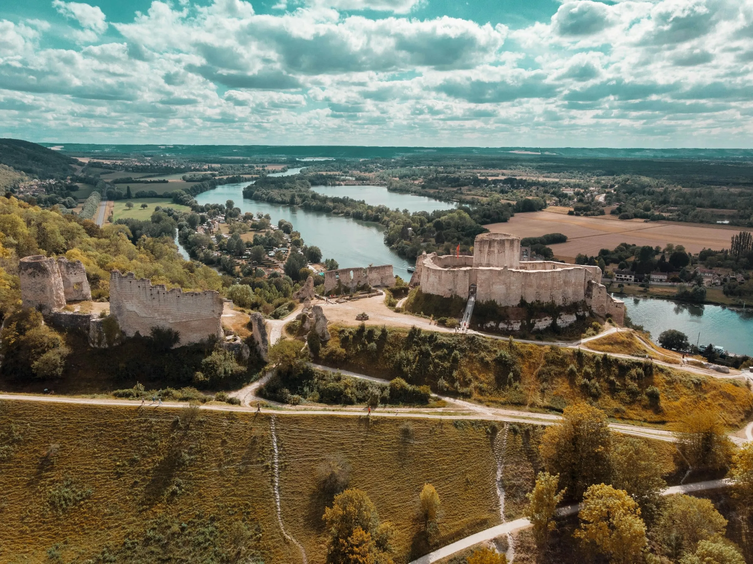 Riverside estate seen from the sky