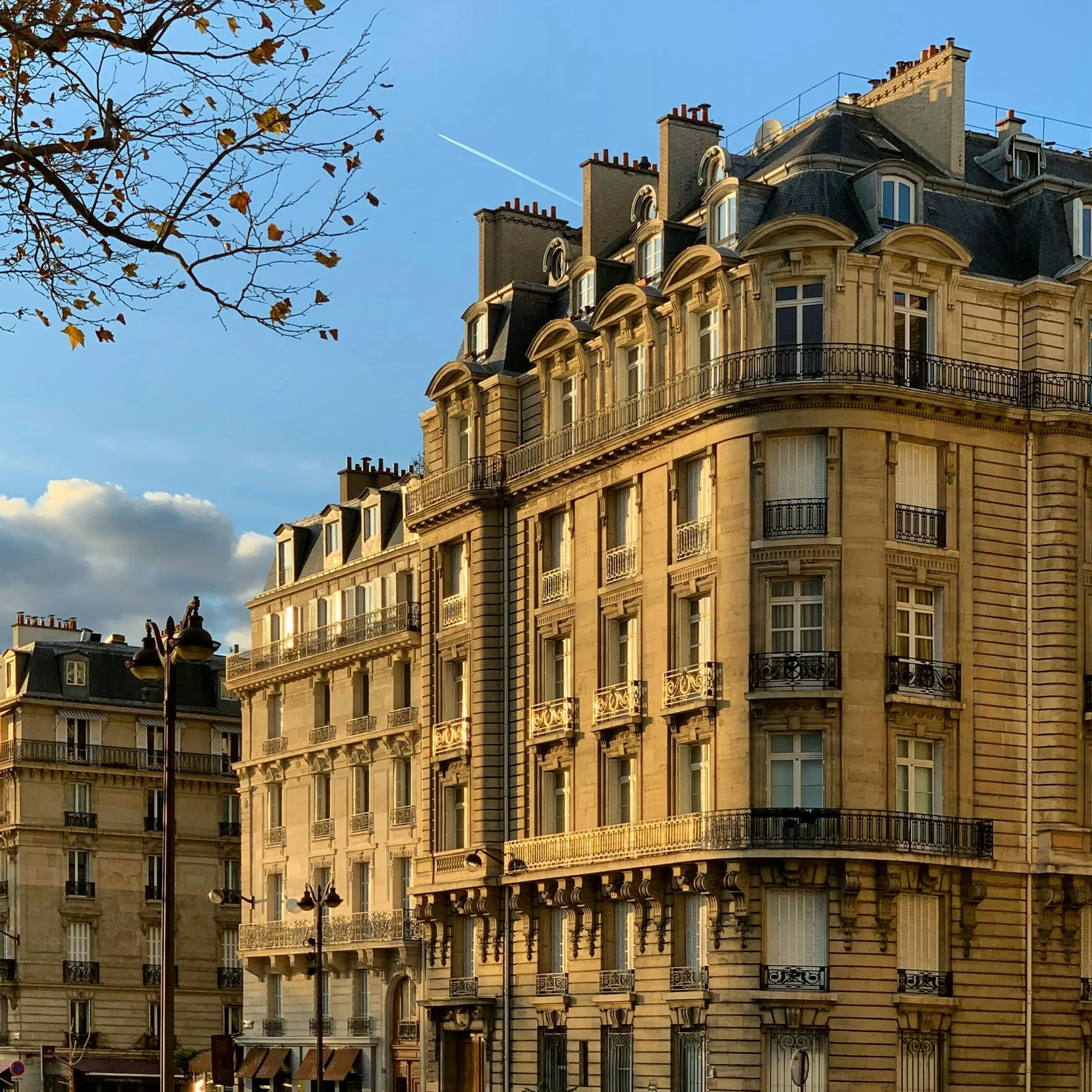 Haussmann-style stone building in the sun