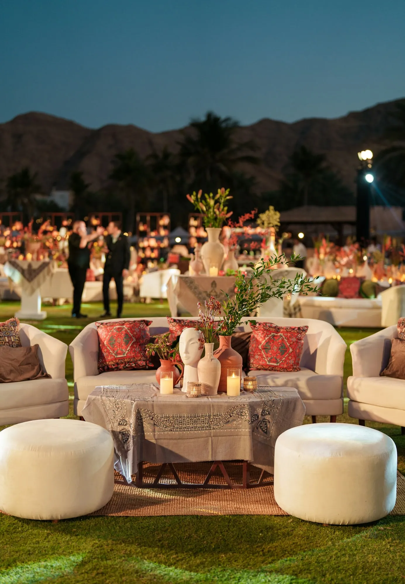 Open-air reception at nightfall